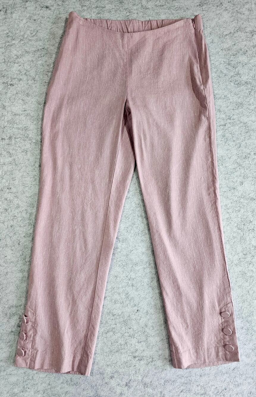 J. Jill Linen Stretch Button Hem Crop Pants, Lilac Color, Sz XS